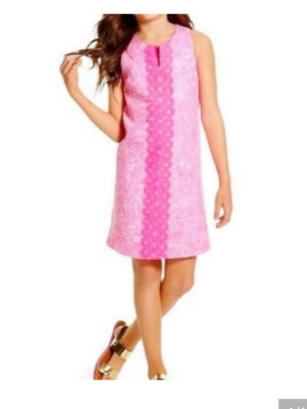 Lilly Pulitzer Pink Sleeveless Shift Dress with Scallop Trim
